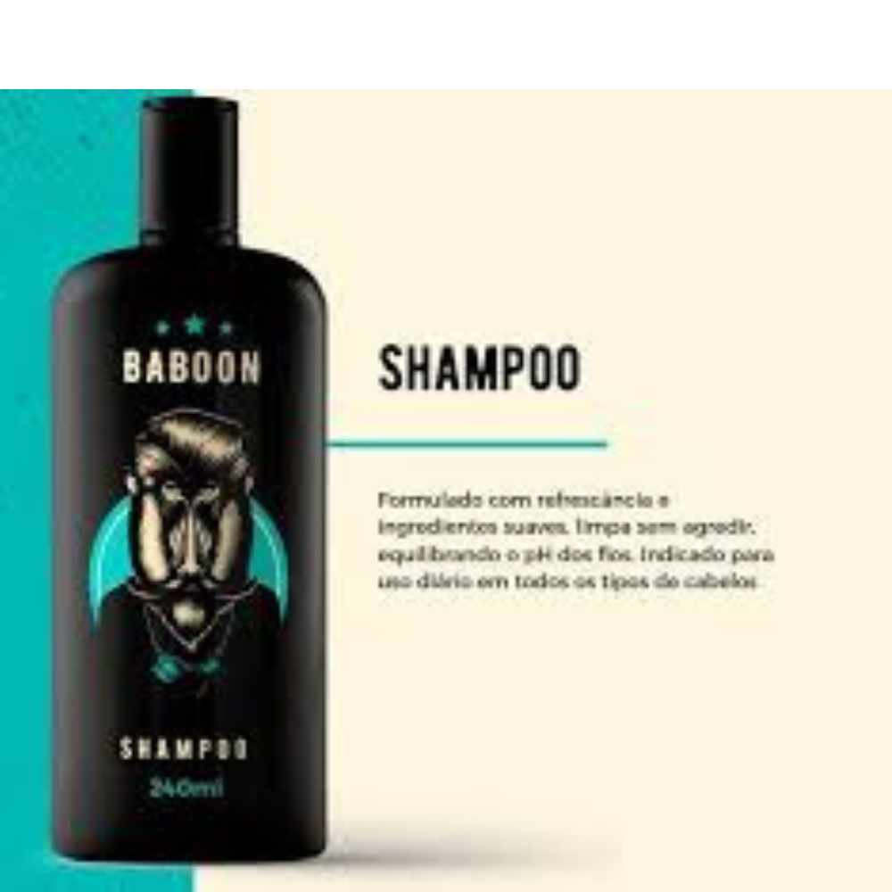 SHAMPOO PARA CABELO E BARBA BABOON MENTOLADO 240ML ORIGINAL