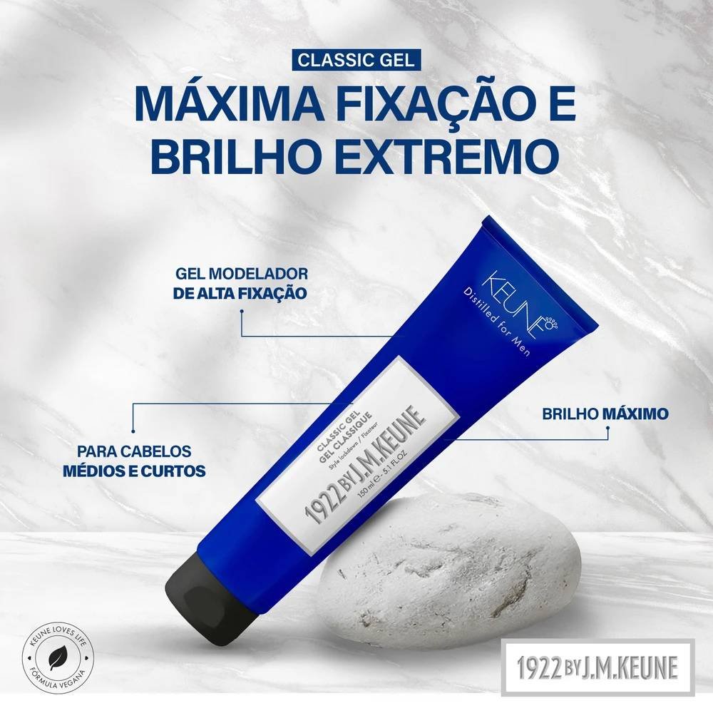 GEL PARA CABELO CLASSIC KEUNE 1922 150G – FIXACAO FORTE E BRILHO NATURAL