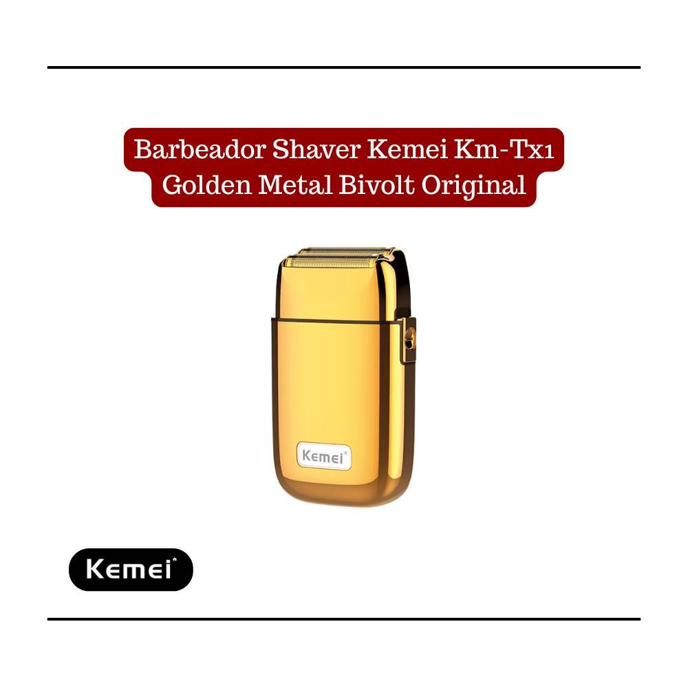 BARBEADOR SHAVER KEMEI KM-TX1 GOLDEN METAL BIVOLT ORIGINAL
