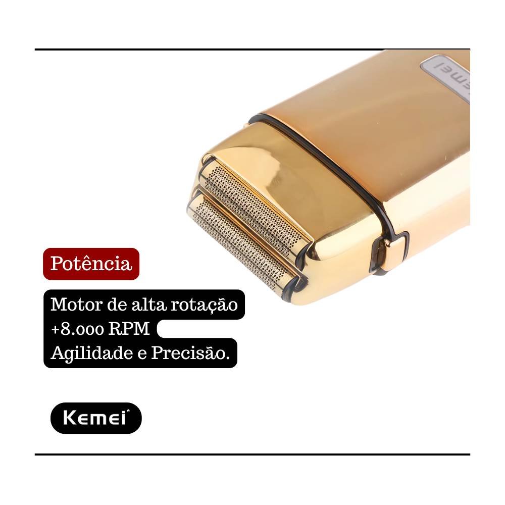 BARBEADOR SHAVER KEMEI KM-TX1 GOLDEN METAL BIVOLT ORIGINAL