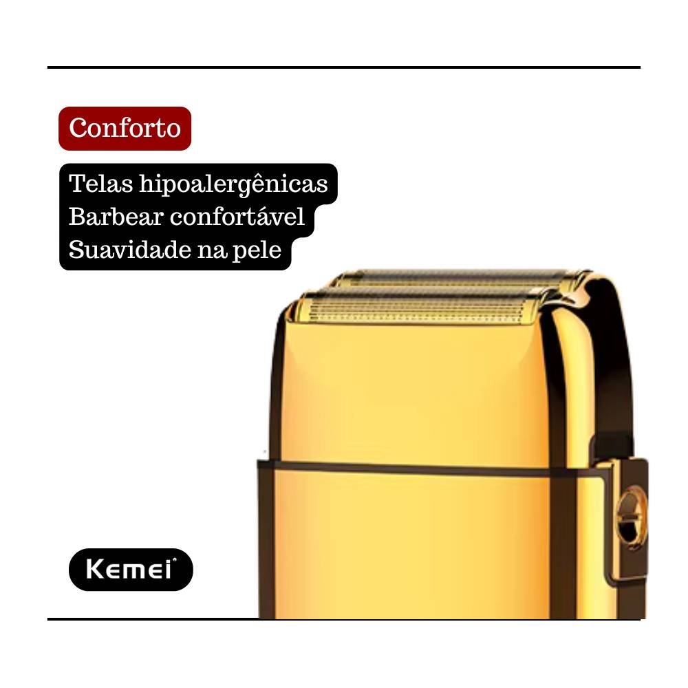 BARBEADOR SHAVER KEMEI KM-TX1 GOLDEN METAL BIVOLT ORIGINAL