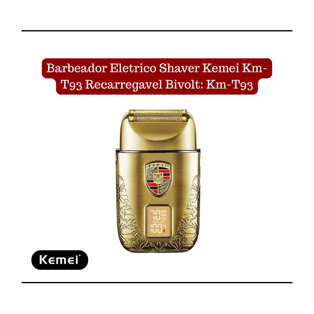 BARBEADOR ELETRICO SHAVER KEMEI KM-T93 RECARREGAVEL BIVOLT