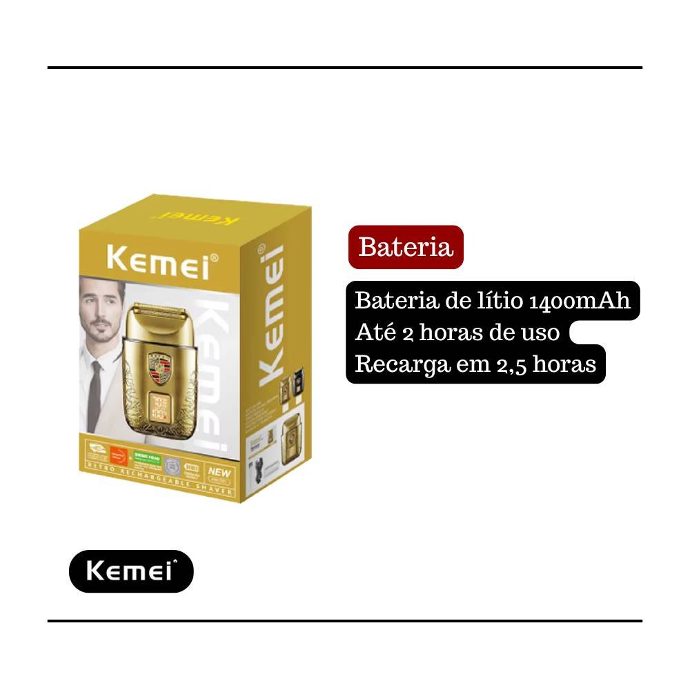 BARBEADOR ELETRICO SHAVER KEMEI KM-T93 RECARREGAVEL BIVOLT