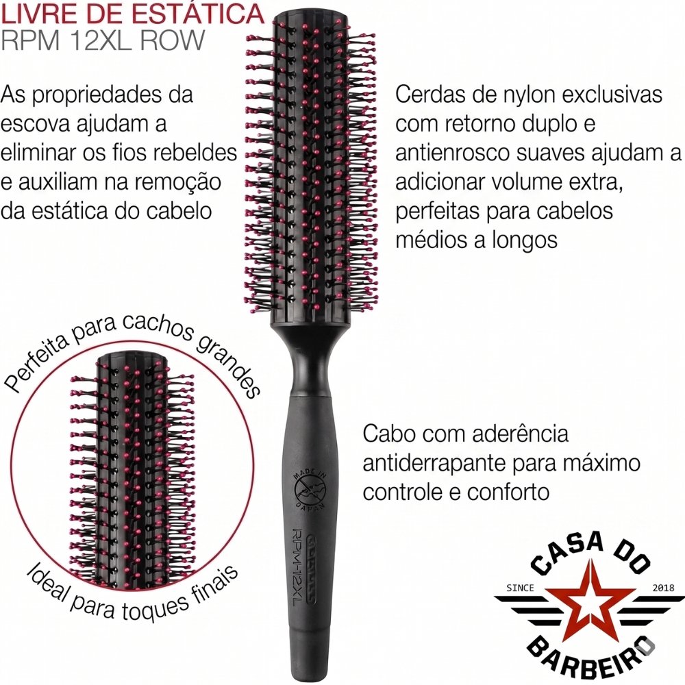 ESCOVA PROFISSIONAL CRICKET RPM12 XL ANTIESTATICA