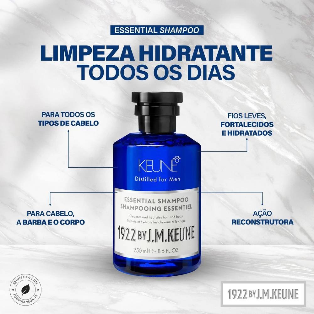 SHAMPOO ESSENTIAL KEUNE 250ML – LIMPEZA DIARIA E MACIEZ NATURAL