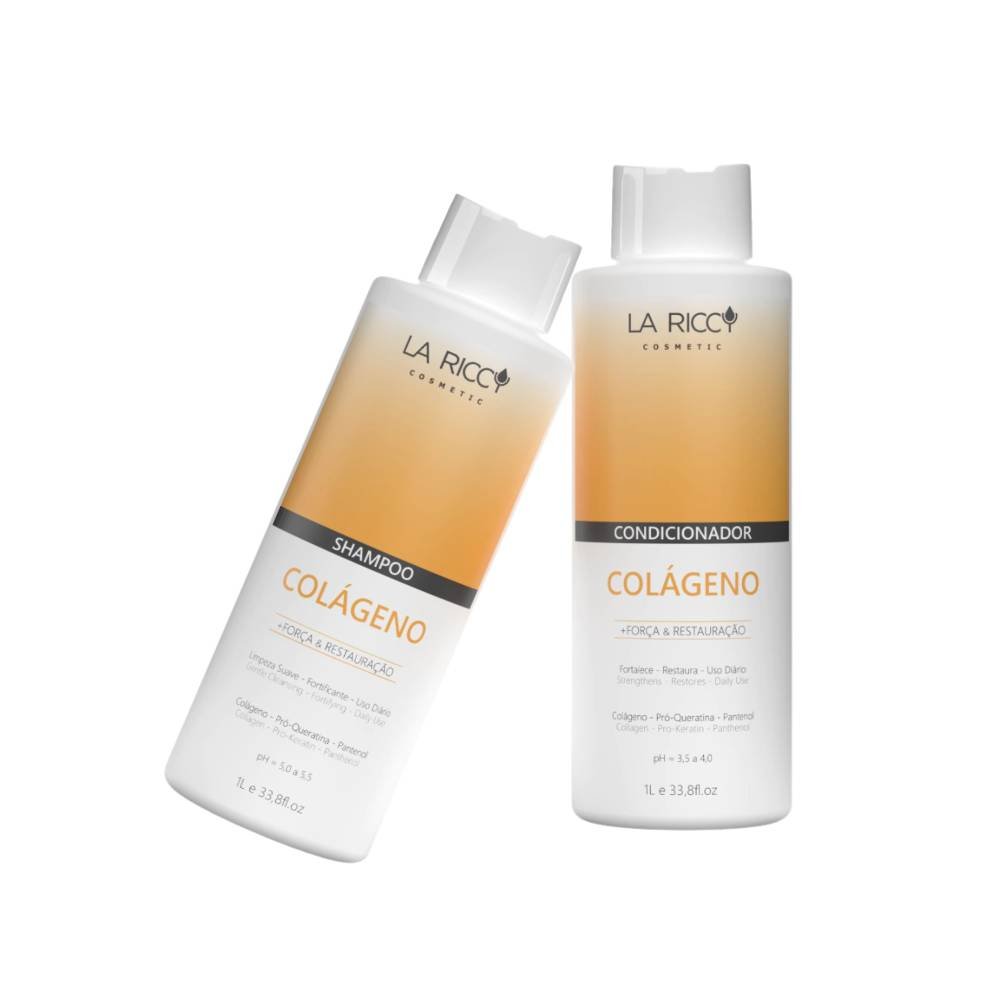 KIT SHAMPOO E CONDICIONADOR COLAGENO LA RICCY 1L – FORCA E RESTAURACAO