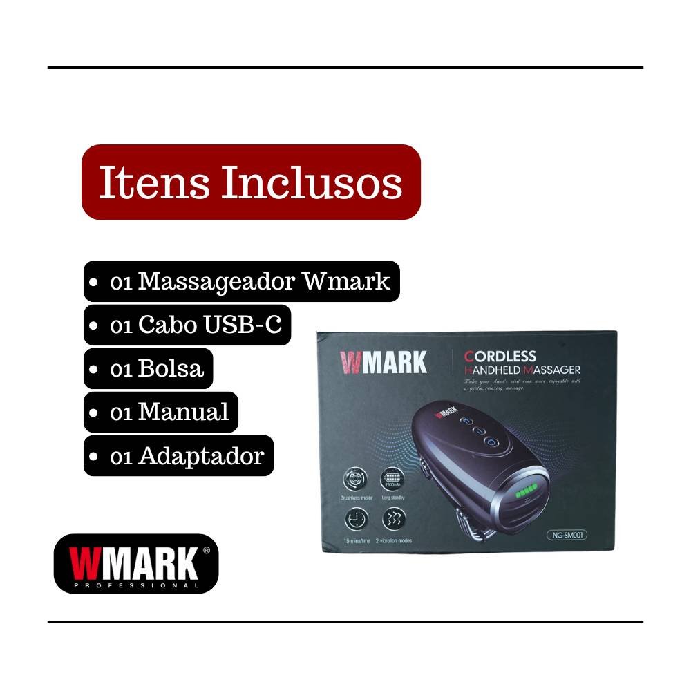 MASSAGEADOR SEM FIO WMARK PARA BARBOTERAPIA PROFISSIONAL